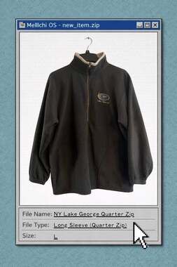 Vintage NY Lake George Embroidered Quarter Zip Fleece Jacket Black Large